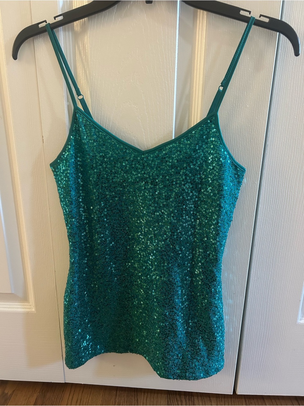 Express Teal Sequin Spaghetti Strap Cami